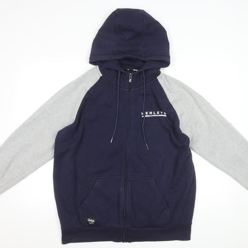 Henleys Men's Blue & Grey Full Zip Hooded Active Jacket Size L