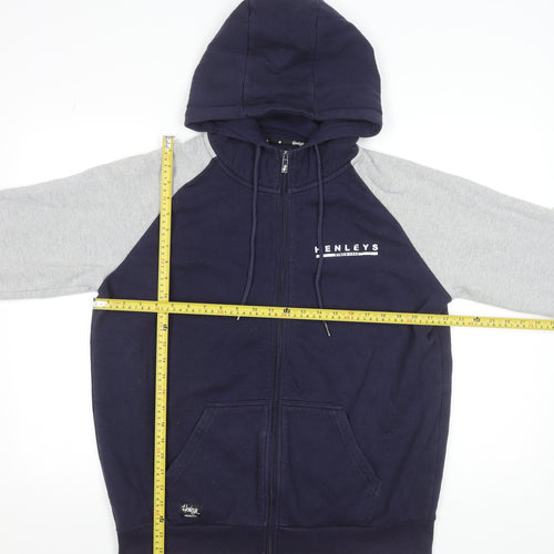 Henleys Men's Blue & Grey Full Zip Hooded Active Jacket Size L