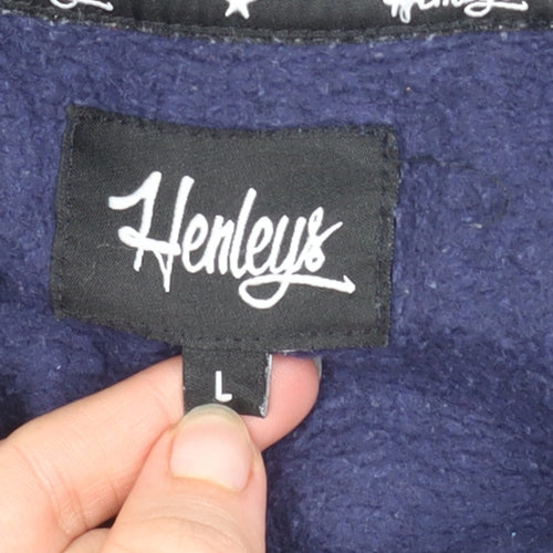 Henleys Men's Blue & Grey Full Zip Hooded Active Jacket Size L
