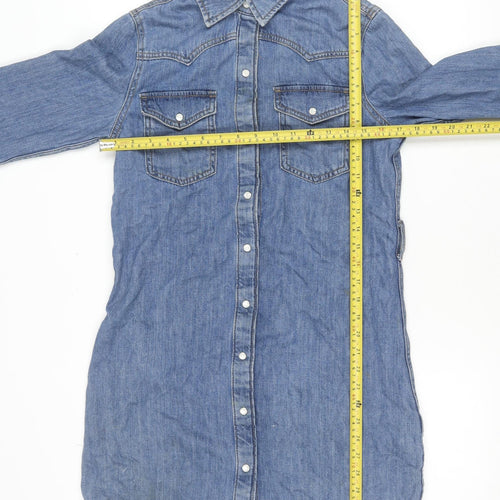Denim Co. Women's Blue Long Sleeve Shirt Dress Size 8 Casual Denim