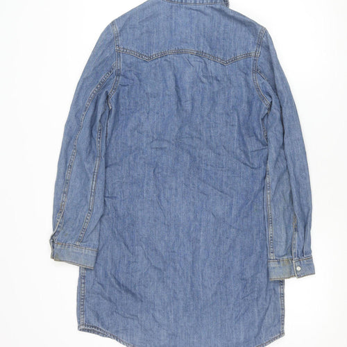 Denim Co. Women's Blue Long Sleeve Shirt Dress Size 8 Casual Denim