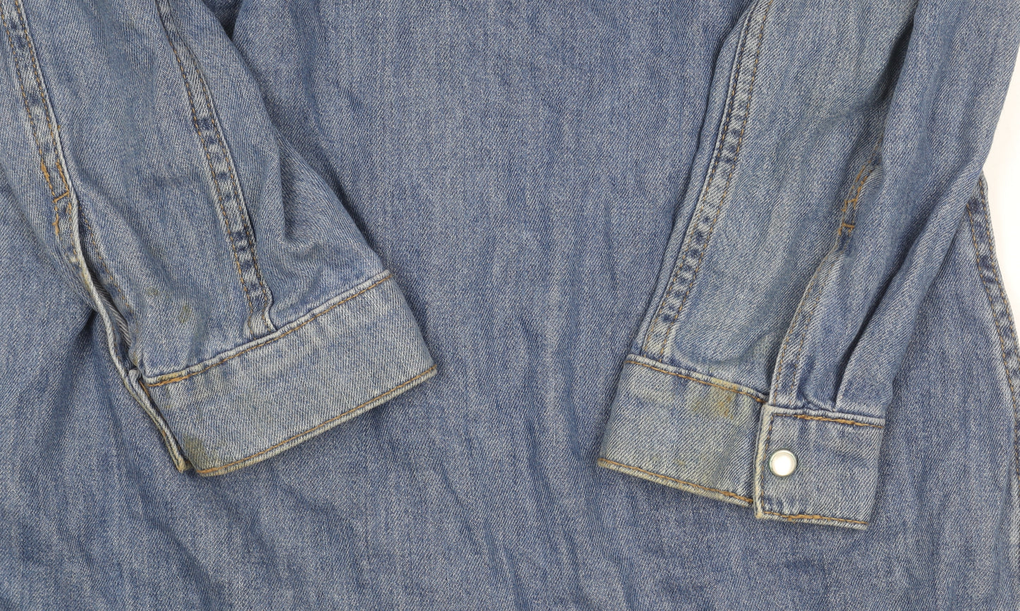 Denim Co. Women's Blue Long Sleeve Shirt Dress Size 8 Casual Denim