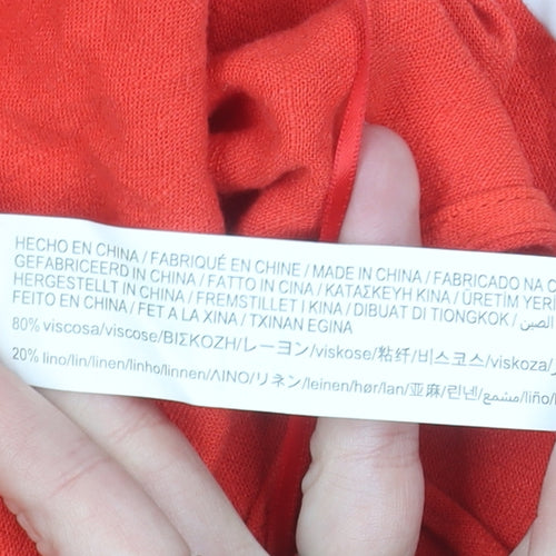 Stradivarius Women Red Linen Blend Sleeveless Playsuit Size 12