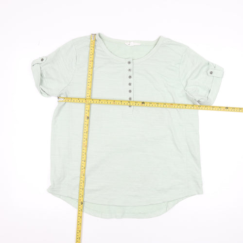 Jane + Delancey Men Green L Short Sleeve Crew Neck Button T-Shirt