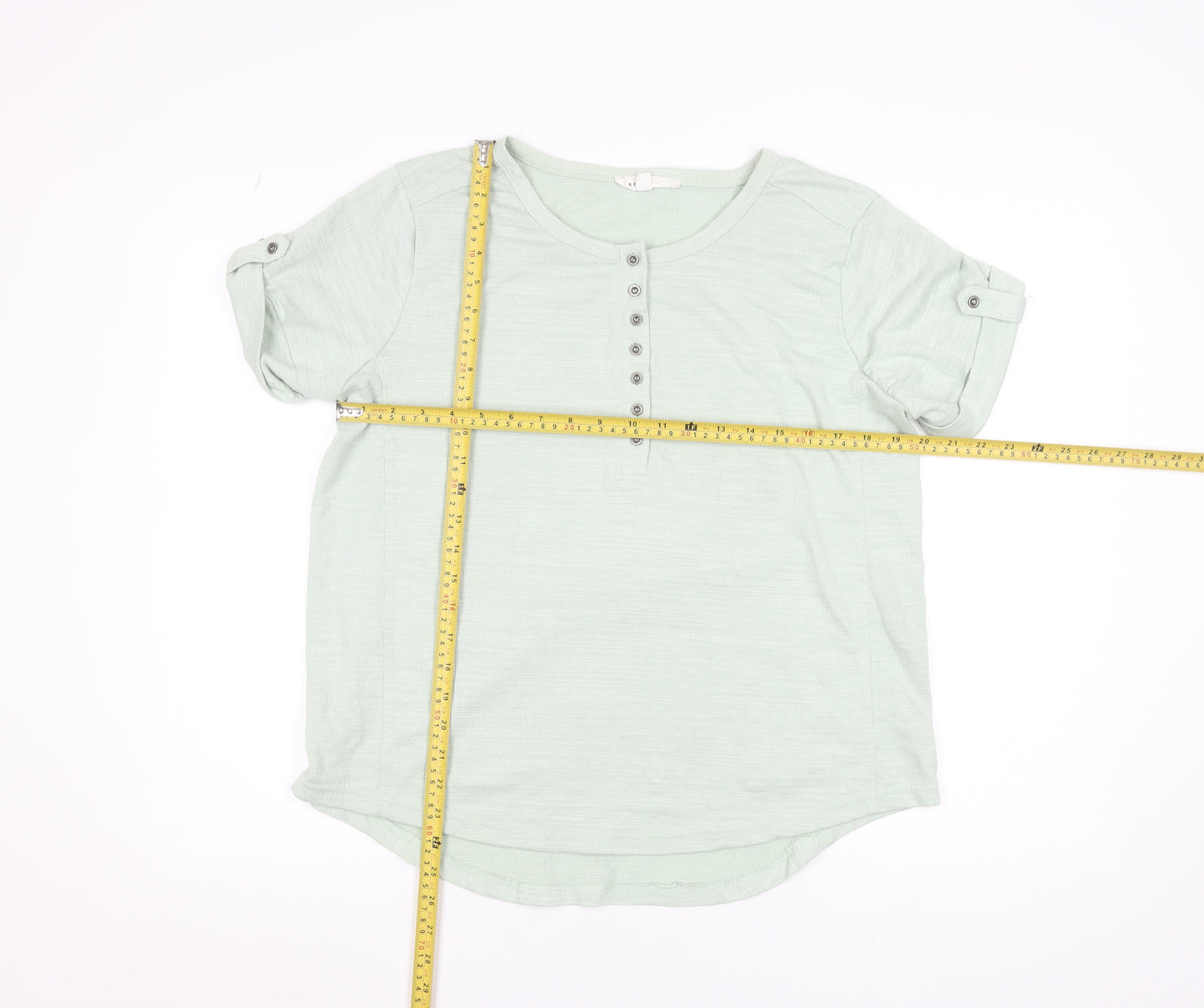Jane + Delancey Men Green L Short Sleeve Crew Neck Button T-Shirt