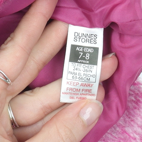 Dunnes Stores Girls Pink Check Shirt Jacket 7-8 Years Lined Winter Casual