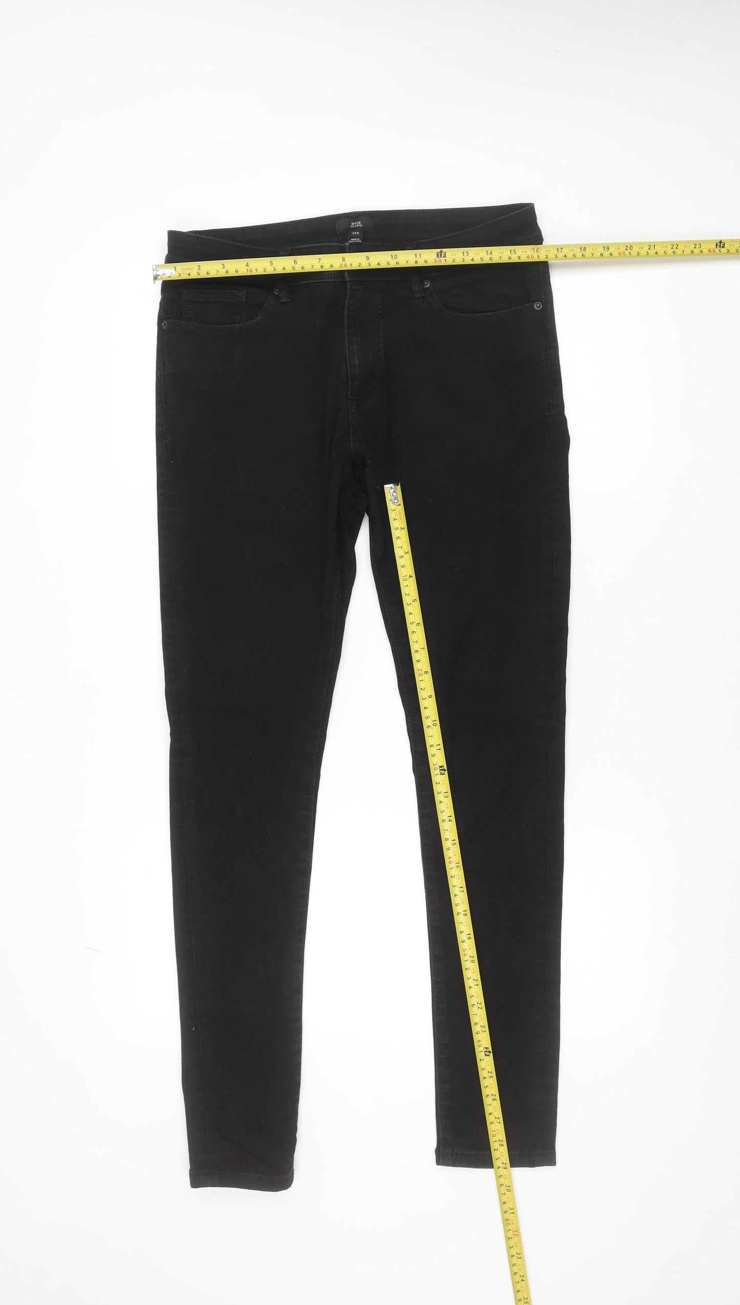 River Island Men's Black Slim Fit Jeans 32R Classic Denim