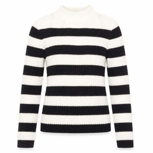 H&M Women's Black & White Striped Mock Neck Ribbed Jumper Size 12