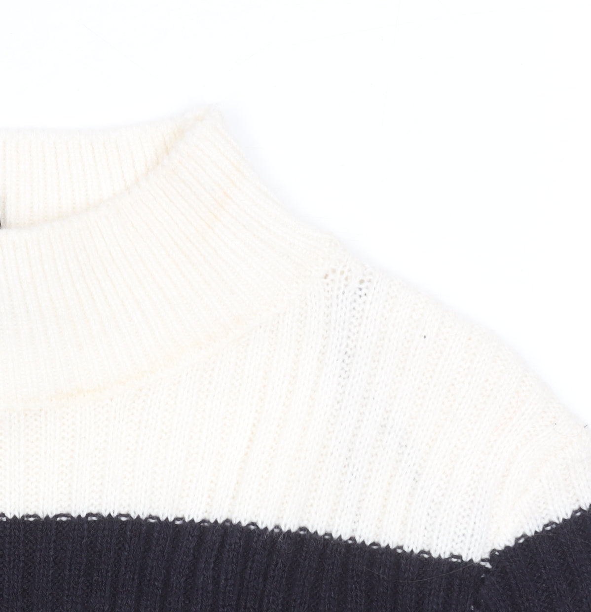 H&M Women's Black & White Striped Mock Neck Ribbed Jumper Size 12