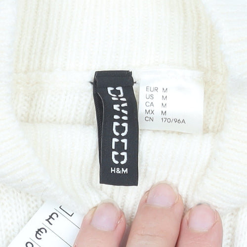 H&M Women's Black & White Striped Mock Neck Ribbed Jumper Size 12