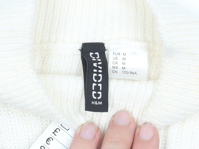 H&M Women's Black & White Striped Mock Neck Ribbed Jumper Size 12