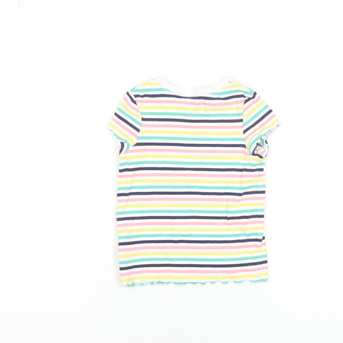 Marks and Spencer Girls Multicoloured Striped Short Sleeve Cotton T-Shirt 4-5 Years
