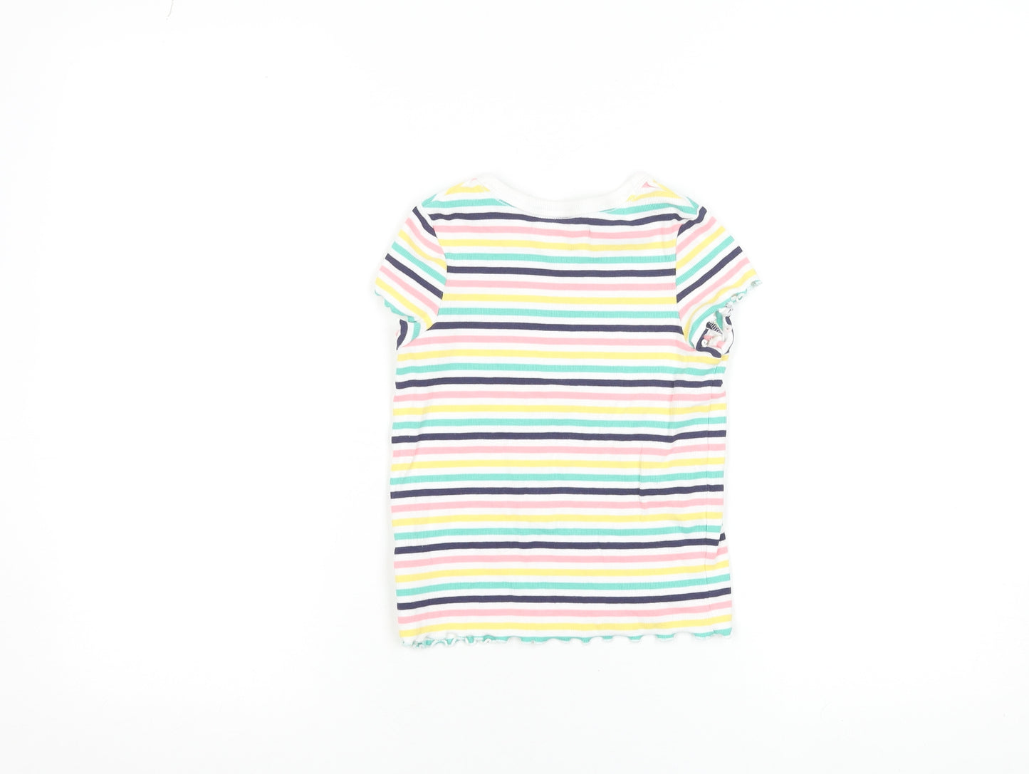 Marks and Spencer Girls Multicoloured Striped Short Sleeve Cotton T-Shirt 4-5 Years