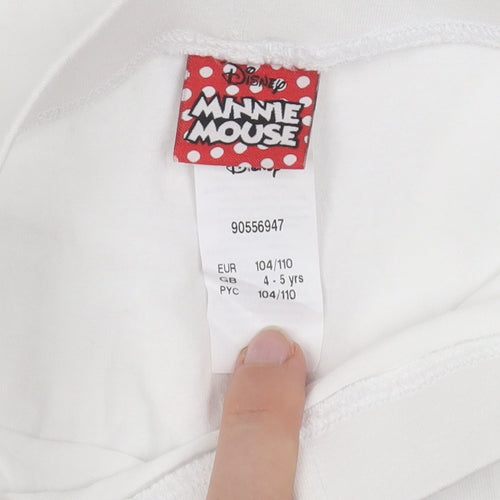 Disney Minnie Mouse Girls White Cotton Stretch Capri Leggings 4-5 Years