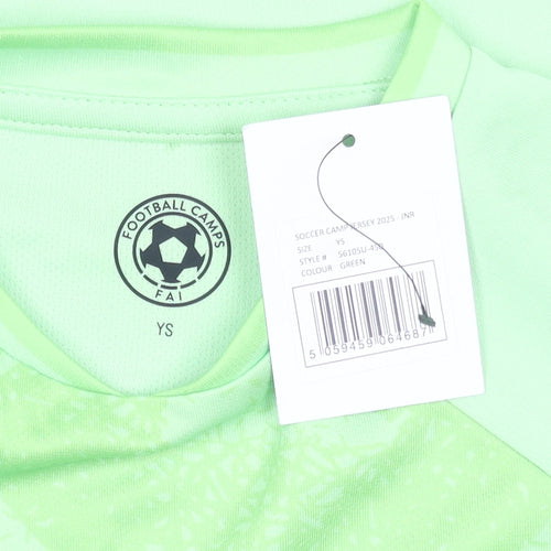 FAI Football Camps Boys Green Short Sleeve Football Jersey T-Shirt S
