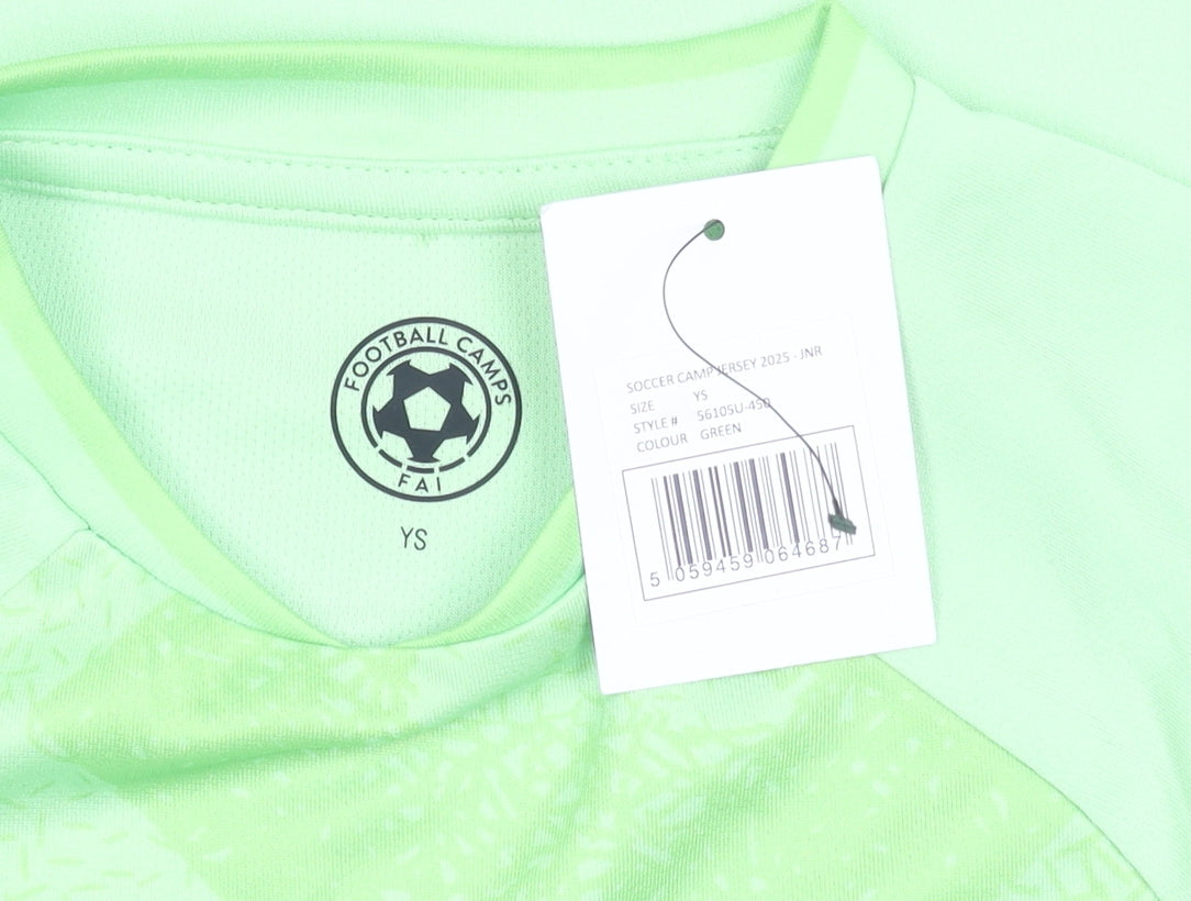 FAI Football Camps Boys Green Short Sleeve Football Jersey T-Shirt S