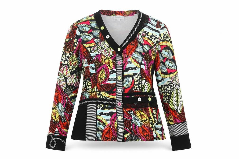 Front view of Pauporté Women’s Multicoloured Viscose Button-Up Long Sleeve Top S