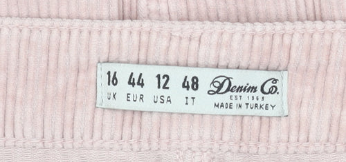 Denim Co. Women Pink Corduroy A-Line Skirt Size 16