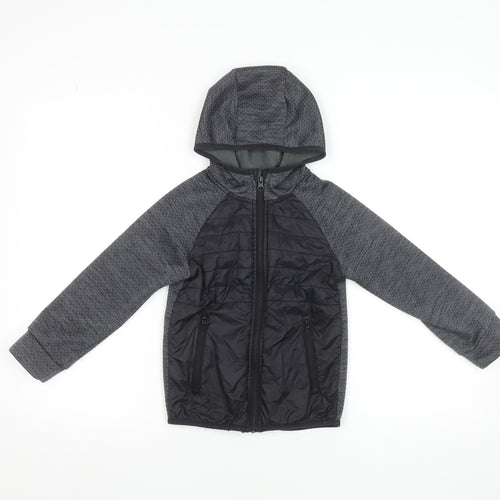 St. Bernard Boys Grey Hooded Puffer Jacket 6-7 Years Lined Full Zip