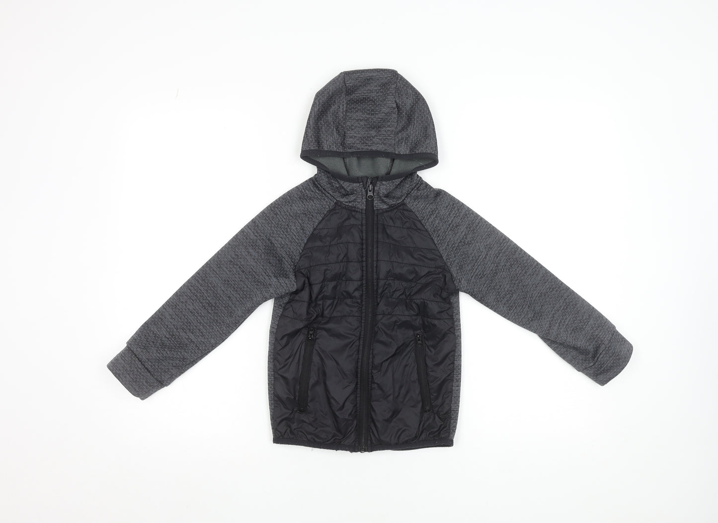 St. Bernard Boys Grey Hooded Puffer Jacket 6-7 Years Lined Full Zip
