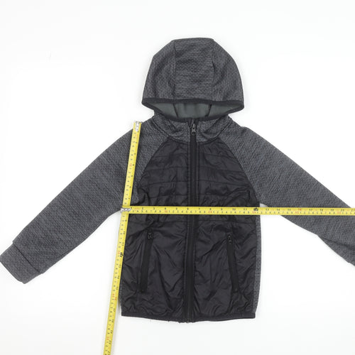St. Bernard Boys Grey Hooded Puffer Jacket 6-7 Years Lined Full Zip