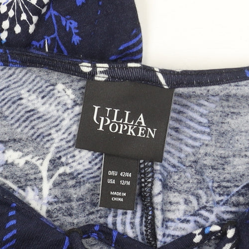 Ulla Popken Women Blue Floral Viscose Jersey Shift Dress Size 16