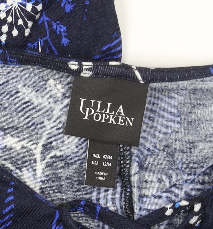 Ulla Popken Women Blue Floral Viscose Jersey Shift Dress Size 16
