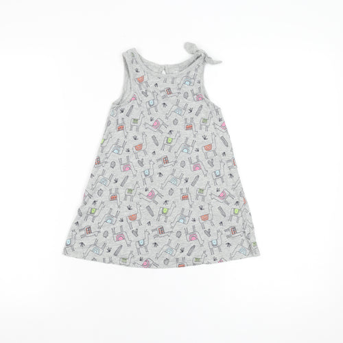 Baby Gap Girls Grey Animal Print A-Line Sleeveless Dress 3 Years