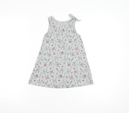 Baby Gap Girls Grey Animal Print A-Line Sleeveless Dress 3 Years
