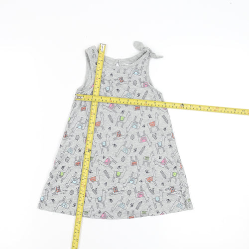 Baby Gap Girls Grey Animal Print A-Line Sleeveless Dress 3 Years
