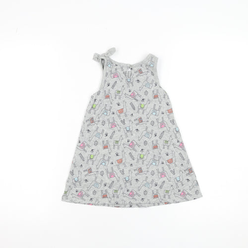 Baby Gap Girls Grey Animal Print A-Line Sleeveless Dress 3 Years