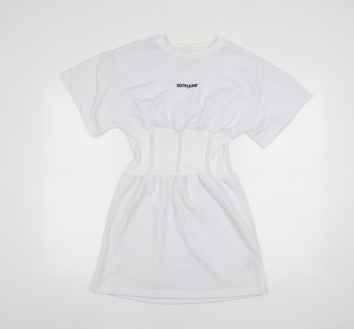 Sixth June Women’s White T-Shirt Dress S Corset Waist Short Sleeve