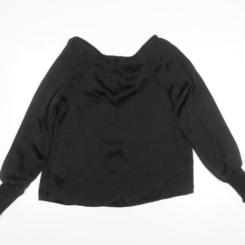 Friends Like These Womens Black Off Shoulder Blouse UK 8 Long Sleeve Satin Look