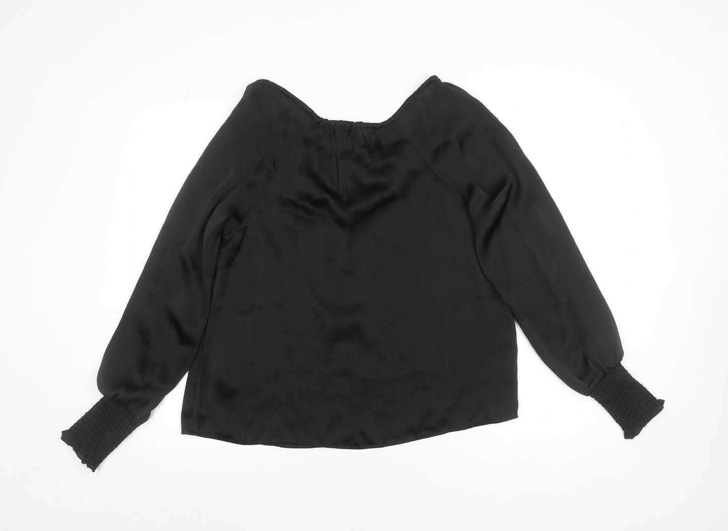 Friends Like These Womens Black Off Shoulder Blouse UK 8 Long Sleeve Satin Look