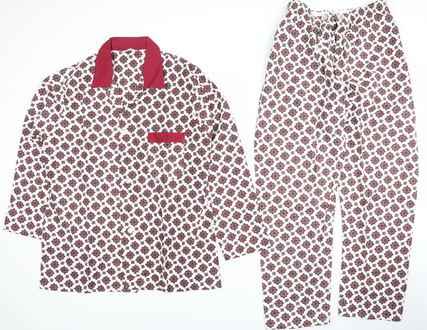 St. Bernard Womens White Geometric Cotton Pyjama Set M