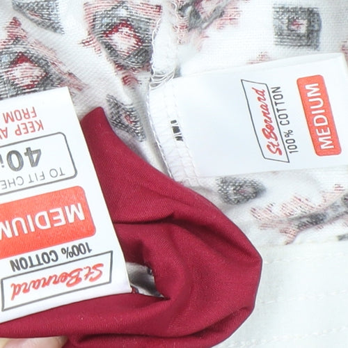 St. Bernard Womens White Geometric Cotton Pyjama Set M