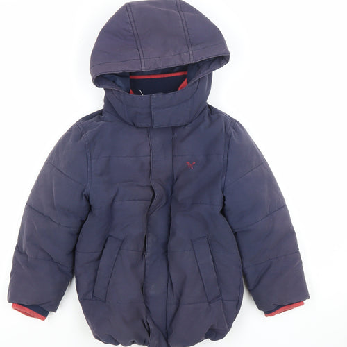 Crew Clothing Boys Blue Hooded Puffer Jacket 5-6 Years Quilted Winter Coat