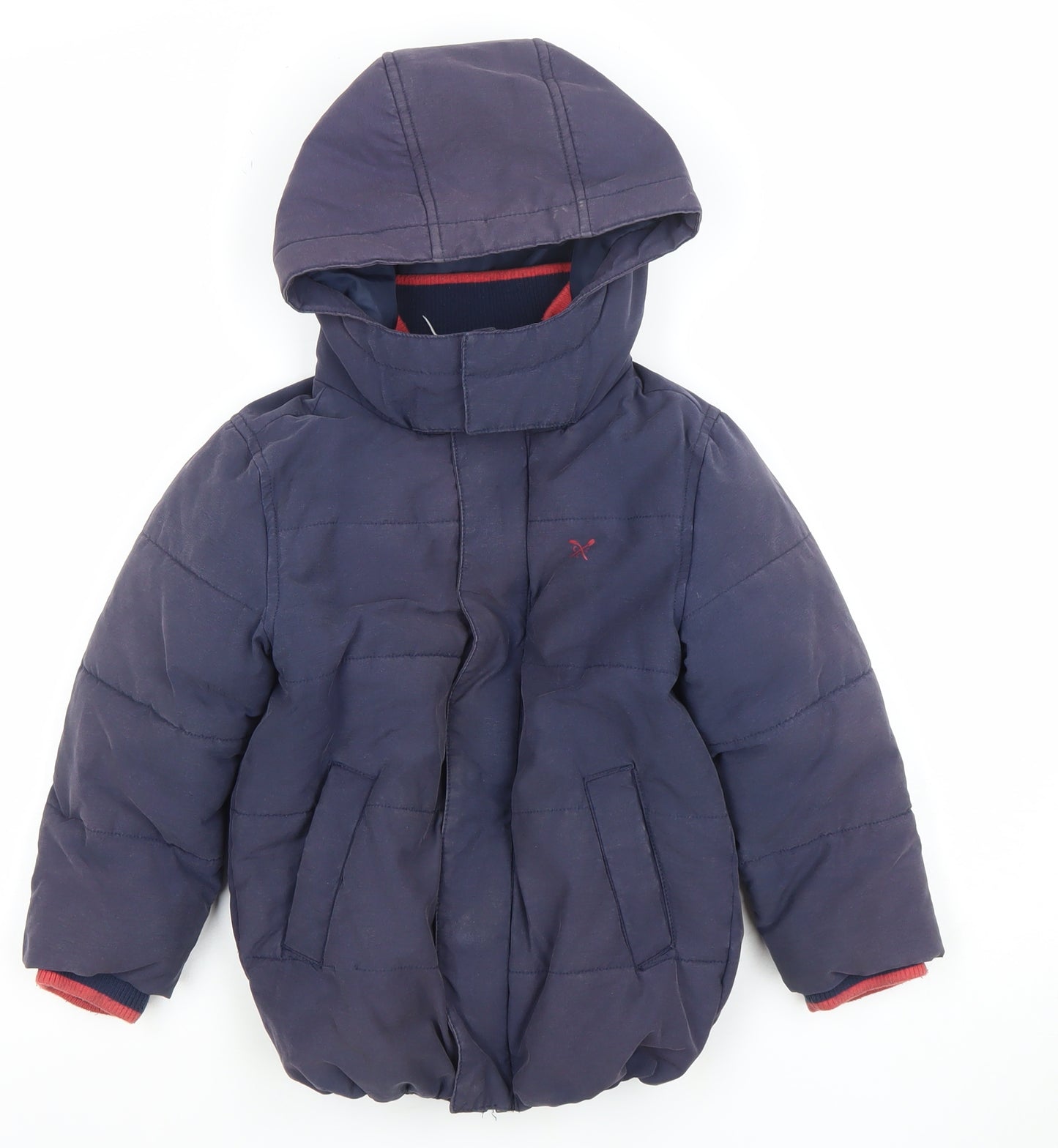 Crew Clothing Boys Blue Hooded Puffer Jacket 5-6 Years Quilted Winter Coat