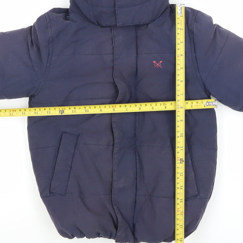 Crew Clothing Boys Blue Hooded Puffer Jacket 5-6 Years Quilted Winter Coat
