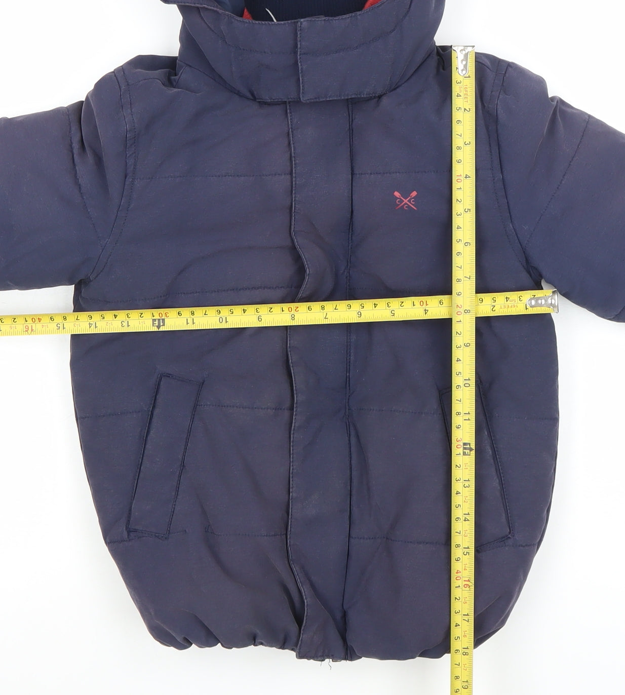 Crew Clothing Boys Blue Hooded Puffer Jacket 5-6 Years Quilted Winter Coat