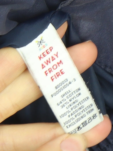 Crew Clothing Boys Blue Hooded Puffer Jacket 5-6 Years Quilted Winter Coat