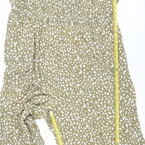 Next Womens Green White Spot Playsuit Size 18 Off Shoulder Short Sleeve