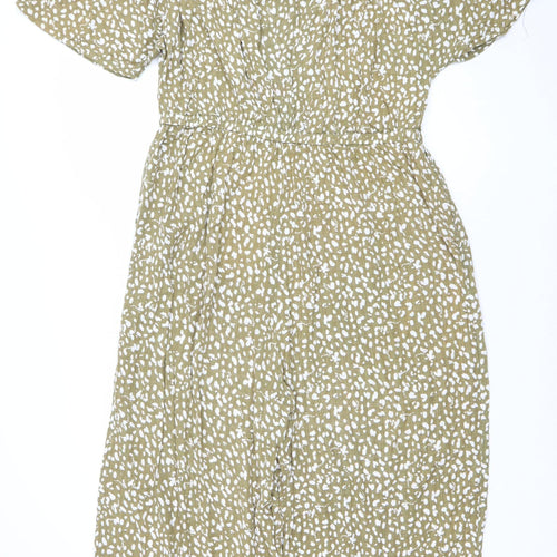 Next Womens Green White Spot Playsuit Size 18 Off Shoulder Short Sleeve