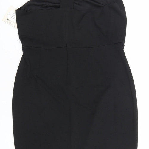 Girl In Mind Women Black Bodycon One Shoulder Knee Length Dress Size 16