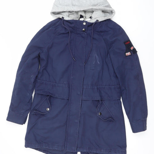 Semir Women’s Blue Hooded Parka Jacket Size S Polyester Casual