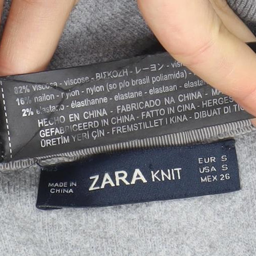Zara Women Grey Knit Button Cardigan Small Long Sleeve Lightweight