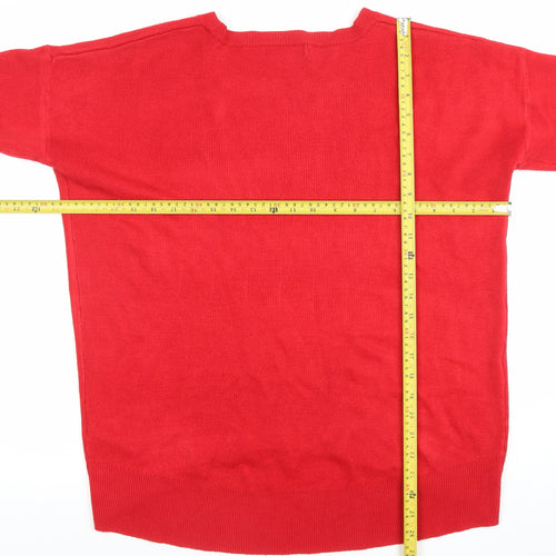 Primark Women's Red Acrylic Knit Crew Neck Pullover Jumper M