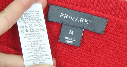 Primark Women's Red Acrylic Knit Crew Neck Pullover Jumper M