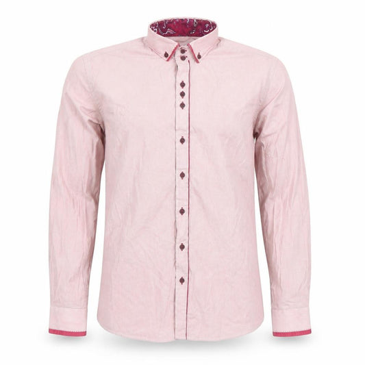 Guide London Men's Pink Slim Fit Long Sleeve Formal Cotton Blend Shirt M