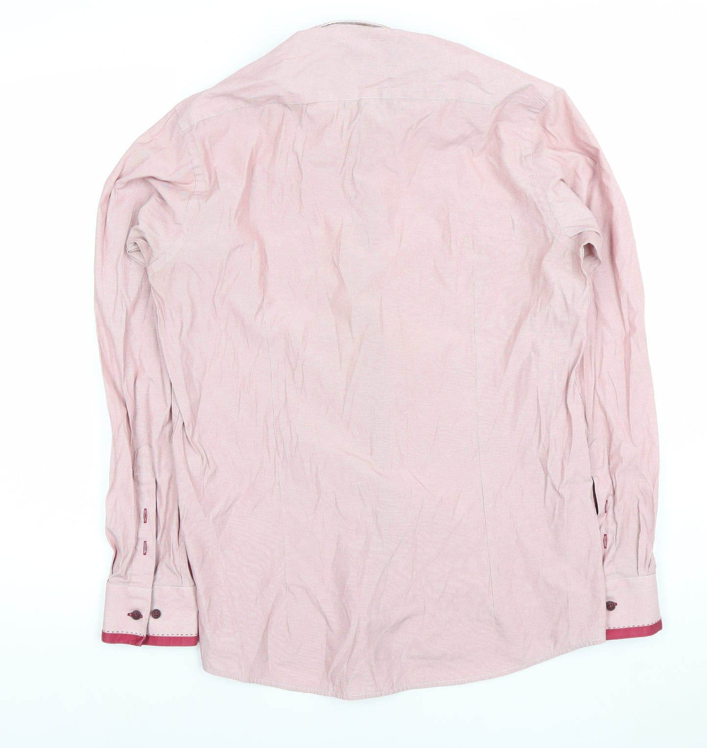 Guide London Men's Pink Slim Fit Long Sleeve Formal Cotton Blend Shirt M